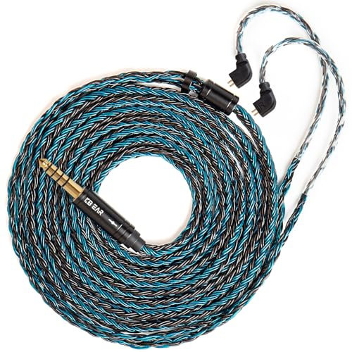 KBEAR ST16 Plus abnehmbares IEM-Kabel, 16-adrig, 5 N, OCC, versilbert, langes In-Ear-Kopfhörerkabel für HD414, HD650, HD600, Tin Audio T2, T2, Pro, T3, T5, Westone, TFZ, Kinera, Shozy Simgot (TFZ 4,4