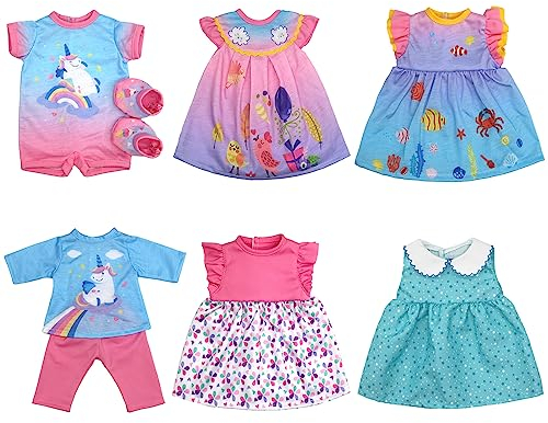 OTMOON Puppenkleidung für 33CM 35CM 36CM Baby Puppen, 6-Packungen (Keine Puppe)