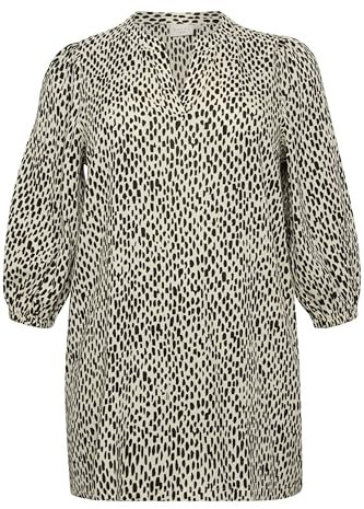 KAFFE CURVE Kleid KCjenny 3/4 Sleeve 54, Turtledove/Black Graphic Dot