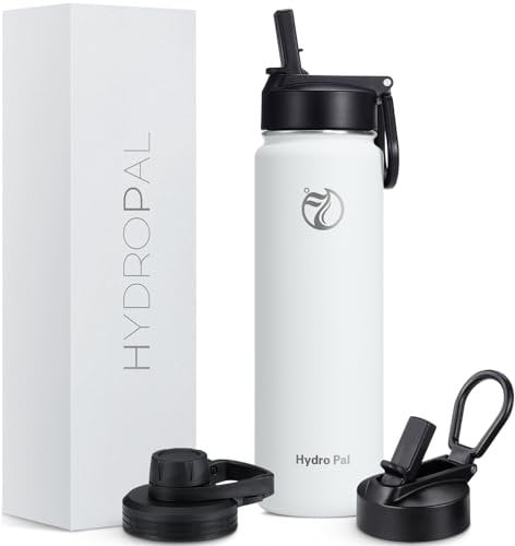 Botella Térmica de Acero Inoxidable, 750 ml/1 L/1,2 L, con Pajita y 2 Tapas, Sin BPA, para Deportes (blanco, 750ml)