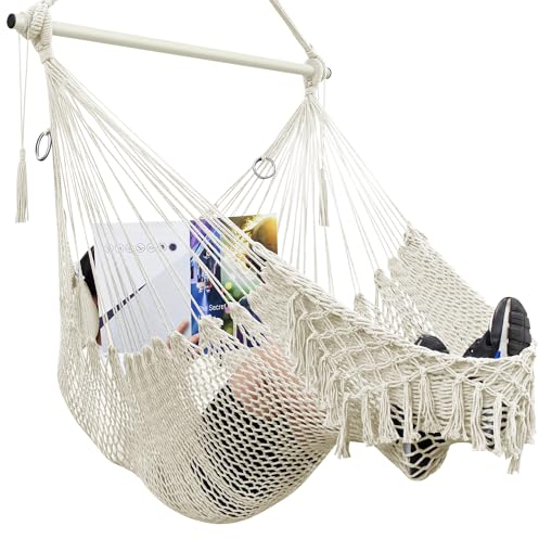 Chaise Hamac Suspendu Siège Suspendu Balançoire Suspendue avec Coussin pour la Tête pour Intérieur Extérieur Jardin