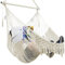 Hammock Chair,Mesh Swing Chair, Cotton Rope Handwoven Chair with Collapsible Metal Spreader Bar Max 330 LBS for Indoor&Outdoor, Patio, Garden, Yard (Beige)