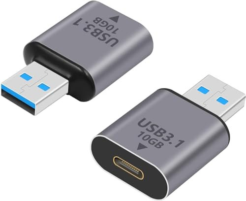 CABLEPELADO Adaptador USB C Hembra a Tipo-A Macho 3.1, Convertidor Tipo-C a A, Velocidad de Transferencia Hasta 10 Gbps, Aluminio, Plateado
