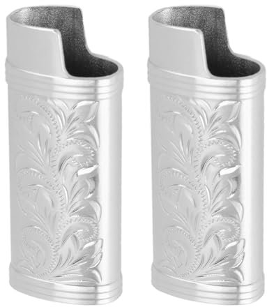 Retro Lighter Case, 2pcs Lighter Sleeve Smooth for Lighter Collector (Silver)