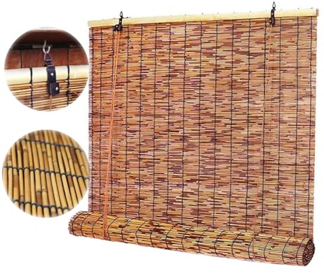 Bambusrollo Jalousie Fenster Innen Rollo Raffrollo 160cm Breit 100cm Breit 90 Breit Sichtschutz Bambus Rollo Lichtfilter Vorhang für Balkon Wand Außen Ohne Bohren (Size : 165cm Breit x 200cm Hoch)