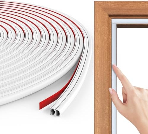 Flintronic 6M Draught Excluder for Doors, Rubber Weather Stripping Door Seal Strip, Waterproof Self-Adhesive Draft Excluder Tape for Door Frame Window Soundproof Insulation, White