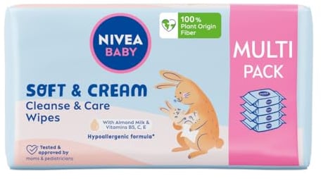 NIVEA BABY Taschentücher Biologisch abbaubar Soft & Cream Sparpack, 4x 57pcs