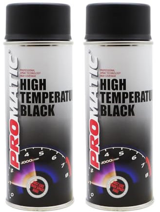 PROTOUCH 2x Promatic High Temperature Black Spray Paint, 400ml, 800C Heat Resistance, Fast Drying