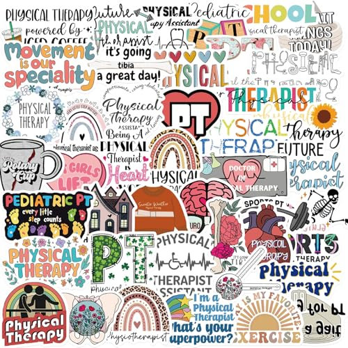 Bric Dodo 50 Stück Physiotherapist Aufkleber Auto Laptop Telefon Gitarre Skateboard Motorrad Fahrrad Therapeuten Stickers Set Vinyl Wasserdicht Aesthetic Aufkleber für Jugendliche Kinder Erwachsene