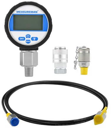 10000PSI Digital Hydraulic Pressure Test Coupling Kit Pressure Gauge Manometer Tester