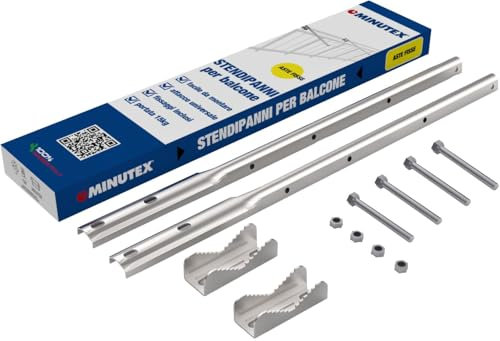 Stendibiancheria da balcone aste per ringhiera stendipanni stendino bracci in acciaio zincato, 100% MADE IN ITALY