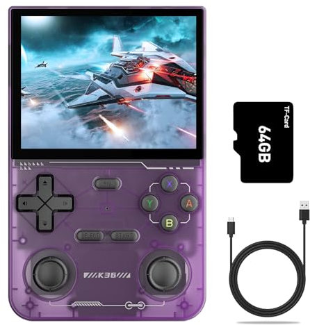 Console di Gioco Portatile K36, Console di Gioco retrò con Schermo a Colori HD da 3,5 Pollici, Scheda TF da 64 GB, Oltre 16.000 Giochi Classici Integrati, Batteria da 3500 MAh