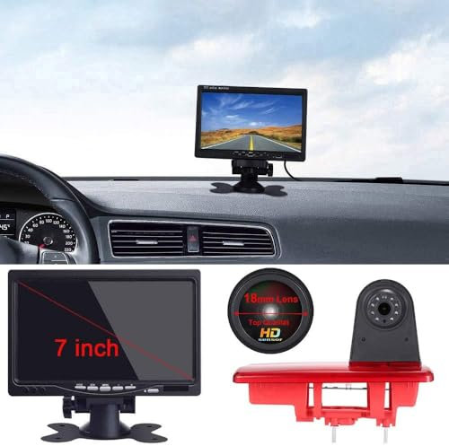 HD 1280 * 720 Pixel Bremsleuchte Kamera Rückfahrsystem im 3. Bremslicht mit Rückfahrkamera +7 LCD Monitor Ersetzen für FIAT Talento/Nissan NV300/Nissan Primaster/Traffic/Opel Vivaro/Vauxhall