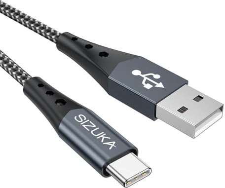 Cable USB Tipo C, 2M 3.1A Cargador Tipo C Nylon Trenzado Carga Rápida y Sincronización Cable USB C para Samsung S10/S9/S8/Note 10/Note 9, Huawei P30/P20/Mate 20,Xperia XZ