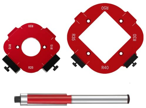 Frässchablonen für Oberfräs 2 Stück Oberfräse Schablone Radius Jig Router Schablonen Ecke Frässchablone Oberfräse Geeignet für Holzbearbeitung R10 R15 R20 R25 R30 R35 R40 R50 1 Trimmmesser mit Lager