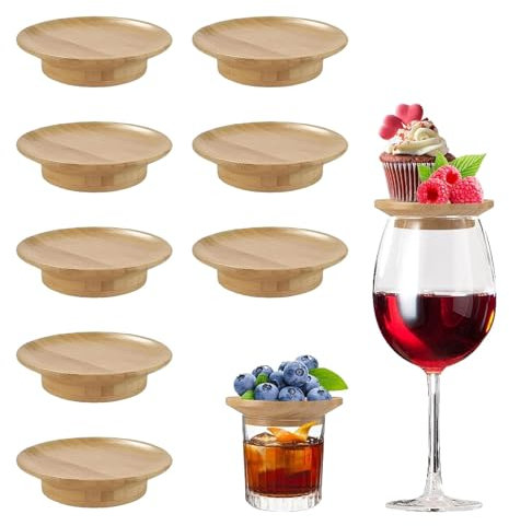 DYUEE 8 Pieces Wine Glass Charcuterie Topper, Top Cap & Coasters, Topper Charcuterie Set for Appetizers Desserts Home, Restaurants and Parties