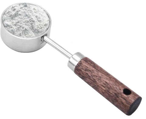 Cucchiaio da caffè e latte in polvere | misurino da caffè, manico in legno | cucchiaio da caffè manico in legno