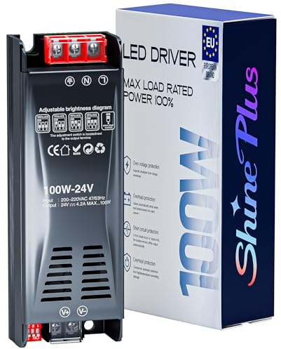 Transformador LED 24 V 100 W regulable 4 niveles – Fuente de alimentación 24 V 4,2 A AC-DC ultra delgada para iluminación, controlador LED universal de voltaje constante