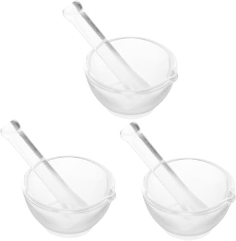 Ciieeo 3sets Mortar Pestle Kitchen Thai Mortar Pestle Pills Glass Pot for Household Use