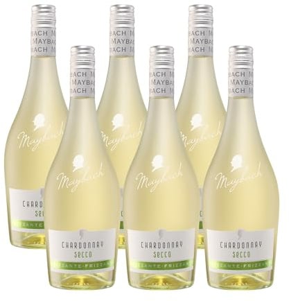 Maybach Secco Chardonnay (6 x 0,75l) – prickelnder Secco aus Deutschland, elegante Premium-Alternative zu Prosecco, fruchtig-frisch im Geschmack, ideal gekühlt genießen