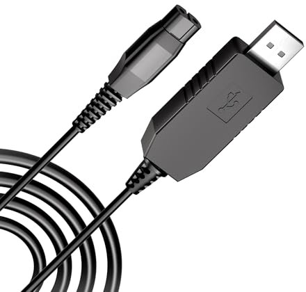 4.3V USB Shaver Charger Cable Compatible with Philips, Ancable Shaver Power Cord for Norelco One Blade QP2520, QP2620, A00390, QG3320, RQ320, RQ328, RQ330, RQ331, RQ338, RQ350, Series 1000 (Black)