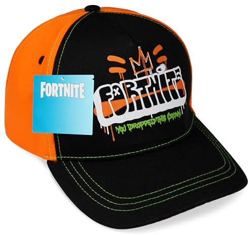 Fortnite Baseball Cap Kinder Jungen und Teens Basecap 100% Baumwolle Verstellbare Kappe Sport für Sommer Freizeit Urlaub Geschenke für Gamer (Schwarz/Orange)