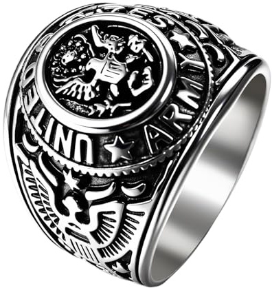 Cupimatch Edelstahl Adler Ring Herren: Gothic Vintage Siegelring Amerikanisches Wappen Einzigartiger Weißkopfseeadler Oval Daumenring Geburtstag Vatertag Geschenk für Freund Vater Sohn Größe 57-71