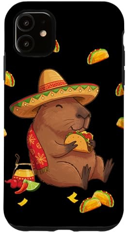 Funny Cute Kawaii Capybara Eating Tacos Girls Boys Men Women Case for iPhone 11