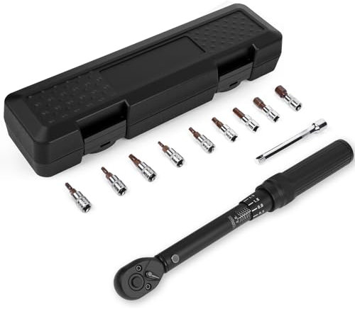 Gaethra Llave Dinamometrica Bicicleta De 2-24 Nm, Torque Wrench De 1/4, PrecisióN De Error De ±3%, 72 Chave DinamoméTrica Con Extensiones, Vasos Y Adaptadores