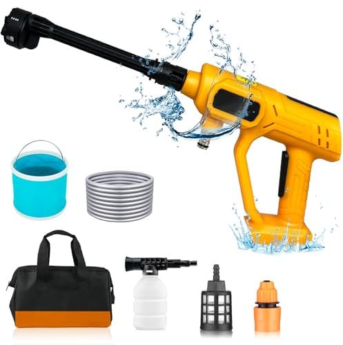 Cordless Pressure Washer Fit for Dewalt 18-21V Batteries, Electric High Pressure Cleaner with 6 Accessories, Car Garden Floor Cleaning(Battery Not Included)