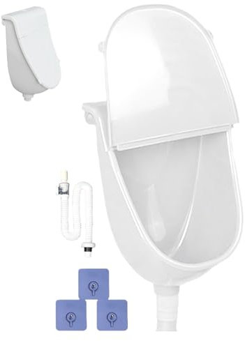 Quorvex Wandmontiertes Urinal Mit Deckel | Spül Urinal Für Bad,Verstellbarer Spülmechanismus Mit Schlauch Für Haus Garten Camping