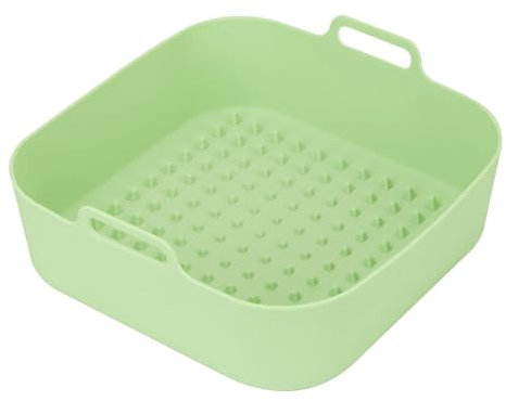Reusable Square Silicone Fryer Liners Basket Bowl with Handles Heat Resistant Non Stick Dishwasher Safe for Air Fryers Cooking 7.9x7.9x2.4 Inch Food Grade