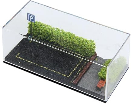 F Fityle Vitrine de présentation de véhicules Miniatures 1/64, scène de Parking, Voiture moulée sous Pression, Diorama, Housse Anti-poussière pour Petites, Arbuste à Fleurs Vertes