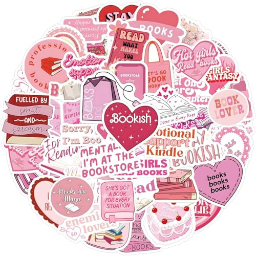 FAURAPMNG 120 Stück rosa Bücheraufkleber, süße Buchaufkleber, Booktok-Leseaufkleber für Frauen, Buchliebhaber, Geschenke, Erwachsene (Rosa, 120 Stück)