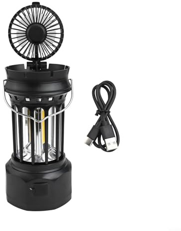 Dual Function Camping Lantern and Fan Lightweight and Easy to Transport (Black)