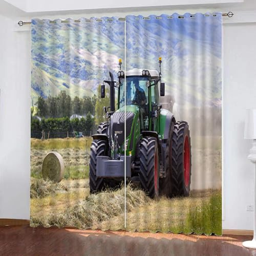 HABEAT 3D Traktor Gardinen Abdunkelnde Traktor Kindervorhänge Vorhang mit ösen 2er Set Vorhänge Blickdicht Verdunkelungs für Kinderzimmer Schlafzimmer Wohnzimmer B 200 X H 160 cm（Motiv 31-7）