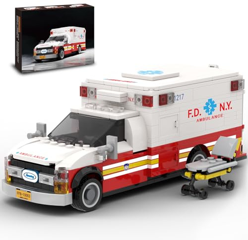 Mavo brix Ambulanz Bausatz für Erwachsene, 660 PCS Krankenhaus Krankenwagen Set mit öffenbare Heck- und Seitentür, Sammler-Ausstellungsmodell für Erwachsene & Jugendliche ab 14 Jahren