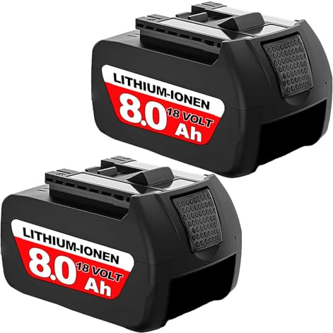 2 Stück 8000mAh 18V Lithium-Ionen Ersatzakku für Bosch Akku Kompatibel mit Bosch 18V Akku Serie BAT609 BAT609G BAT618 BAT618G BAT619 mit LED-Ladeanzeige für Bosch Professional Werkzeuge (2P)