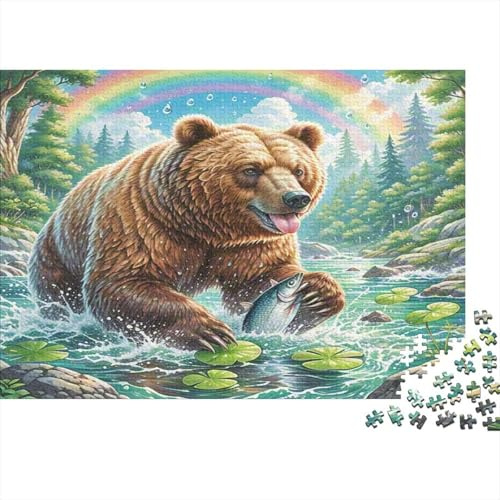 Brown Bear1000-Piece Recycled Cardboard Brown Bear in Rainbow Stream Jigsaw Puzzle for Adults - Creativity & Leisure, Wall Decoration for Neighbors52x38cm/1000pcs