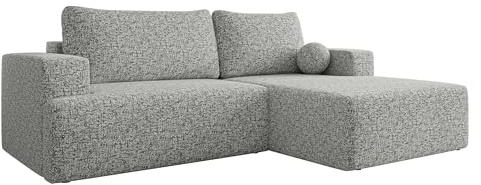 Mirjan24 Ecksofa Mivo mit Schlaffunktion & Bettkasten, L-Form Schlafsofa mit Langer Ottomane, geradem Armlehne, Wohnlandschaft für Wohnzimmer & Gästezimmer (Bella 65, Seite: Rechts)