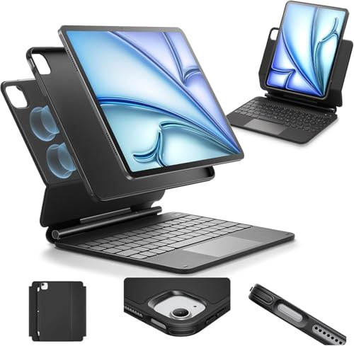 Custodia con tastiera QWERTZ e touchpad per iPad Air 11 (2024) / Air 4 5 / iPad Pro 11 (2018 – 2022), base magnetica, cover rimovibile, modalità multi-angolo