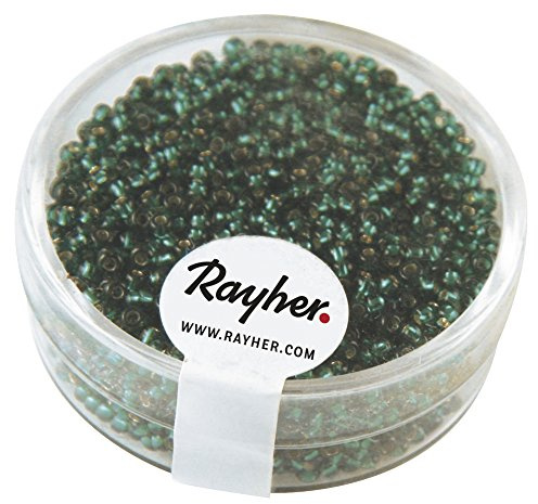 Rayher 1406415 Rocailles, 2 mm ø, mit Silbereinzug, jade