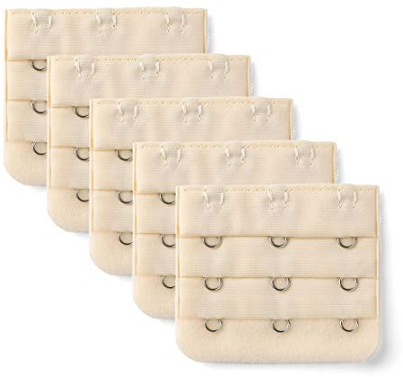 sourcing map 3 Hook 3 Row Stretchy Bra Strap Extenders Buckle Hooks Bra Band for Women Fresh color 5 pcs