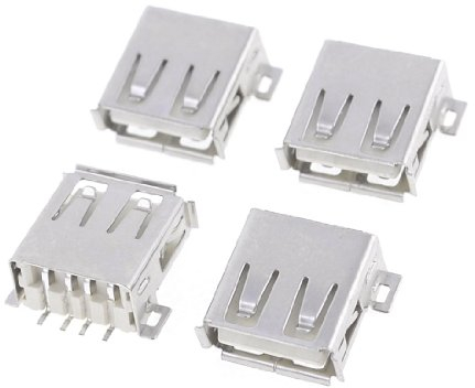 sourcing map 4 Pcs USB 2.0 A Female Jack Socket PCB SMT Connector Adapter for Computor