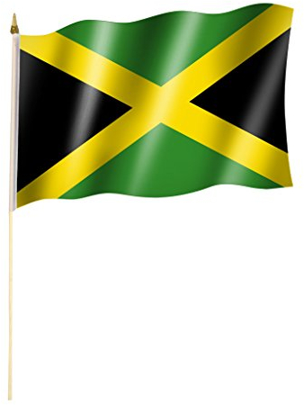 Stockflagge/Stockfahne JAMAIKA Flagge/Fahne ca. 30 x 45 cm mit ca. 60cm Stab/Stock