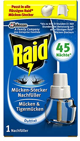 Raid refill diffuser power liquid, mosquitoes and mosquito tigers, 45 nights, insecticide - set of 3