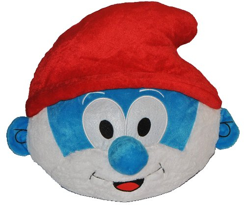 alles-meine.de GmbH Kissen Schlumpf Papaschlumpf 45 cm * 41 cm Kuschelkissen - die Schlümpfe - blau groß sehr weich Papa blond Schmusekissen Kinderkissen für Kinder