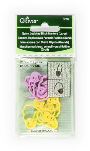 Clover Quick Locking Stitch Markers (Large), Pink/Yellow