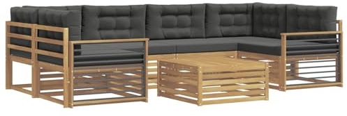 vidaXL Outdoor-Sofagarnitur 7 pcs Weiß und Anthrazit Polyester, Gemütliches Outdoor-Set, modernes Lounge-Möbel, Garten-Sofa, tolle Terrassen-Sitzgelegenheit