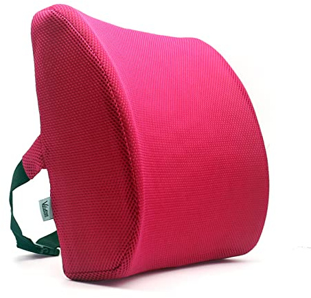 Valuetom Prämie Gedächtnis Schaum Lendenkissen Ergonomisches Rückenkissen für Auto Büro Zuhause | Ergonomisch Rückenstützkissen Mit atmungsaktivem Netzbezug und verstellbarem Riemen für Auto und Zuhause (Rosarot)